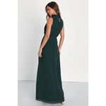 Lulus NWOT  Classic Elegance Emerald Chiffon Sleeveless Mock Neck Maxi Dress Sz M Photo 2