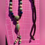 Tahari Elegant Beaded long y-drop Necklace with Blue and Brown Accents 36” Photo 6