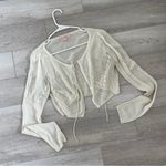 Xhilaration Crop Cardigan vintage womens Cream (large) lightweight pointelle Photo 6