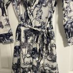 The Cat’s Pajamas Safari Toile Luxe Pima Shawl Robe White Size M Photo 4