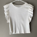 ZARA sz L ruffle sleeve ribbed crop tank top NWT Photo 0