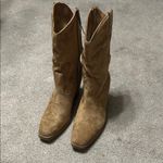 Pop Framework Light Brown Soft Faux Suede Slouchy Heeled Cowboy Boots Size 10 Tan Photo 1
