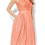 NEW YORK COMPANY NY&CO Eyelet Fit Flare Dress Coral Orange Pink Sleeveless Midi Photo 0