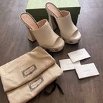 Gucci Brand New Authentic Womens Janaya Sandal GG Studded Leather Platform Mule Photo 6