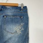 Democracy  Blue Embroidered Denim Skirt Womens 14 Jean Boho Coastal Cowboy Floral Photo 6