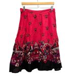 ING Cotton Fuchsia Pink Black Paisley Midi Skirt Sz M Sequins Side Zip Lined NEW Size M Photo 2
