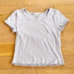 Hippie Rose Light Purple Lettuce Trim Pointelle Knit Baby Tee Photo 0
