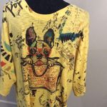Inoah Vibes Wearable Art Print Shirt 3/4 Sleeves Small S Yellow Dog Abstract Photo 5