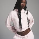 SKIMS Cotton Fleece Shrunken Pullover Hoodie in Barely Pink, Size Small Photo 0