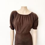 Allison Brittney [] Chocolate Brown Cashmere Round Neck Sheath Dress Size Large L Photo 2