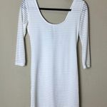 Forever 21  Sheer Stripe Body Con Low Back White Dress Size Medium Photo 1