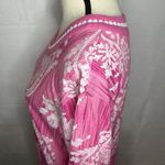 Carole Hochman  Long Dressing Gown Housecoat 1/2 Zip Pink Floral Cotton Sz Small Photo 4