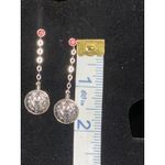 925 Sterling Silver Cut Out Etched Leaf Design Dangle Earrings With Garnets Photo 3