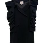 Cinq a Sept Simona Tailored Mini Dress Size 0 Black Off Shoulder Ruched Sleeves Black Photo 0
