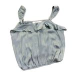 ASTR the Label Aqua Blue Satin Ruffle Crop Top small chic boho Photo 2