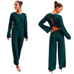 Lulus Moments That Last Hunter Green LS Cutout Jumpsuit XL Photo 1