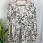 Yansi Fugel Tan & Brown Animal Leopard Print Knit Long Sleeve Cardigan Sweater S Photo 0