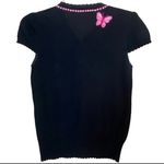 Nanette Lepore Vintage Butterfly Sequence Embroidered Button Down Sweater Photo 2