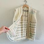 Vintage Cream Stripe Knit Sweater Vest Size L Photo 2