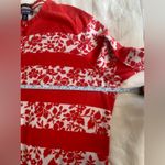 Lands' End Red & White Floral Stripe Supima Cotton Cardigan - 2XL Photo 3