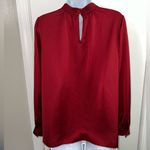 J.Crew Red Pleated Mock neck Long sleeve Blouse size Small Photo 3
