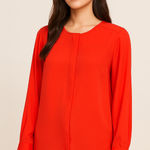 CeCe  by Cynthia Steffe Light Orange Pleat Front Blouse | Size M Photo 0