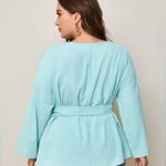 SheIn Mint green long sleeve vneck belted top size 2XL Photo 1