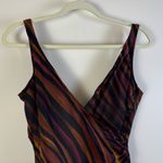 MiracleSuit Striped Bronze Brown Black Maroon 12 Slimming Ruched One Piece Suit Photo 1