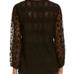 Alice + Olivia Top Size Extra Small Carroll 3/4 Sleeve Eyelet Tunic Black Photo 1