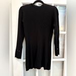 Cache Vintage Ribbed Black Button-Up V-Neck Women's Cardigan Sweater Size Large Photo 2