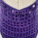 Vintage 90s Y2k Silk Beaded Sequin Gown Halter Neck Low Back Formal Prom Purple Size XS Photo 9