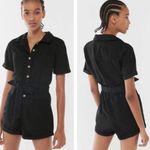 Urban Outfitters UO Denim Short Jumpsuit Romper in Black Size Medium with Waist Tie Photo 11