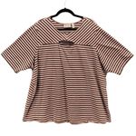 Denim And Company Womens Blouse Size 3X Top Lavender Taupe‎ Striped Cutout Purple Photo 0