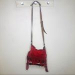 Burberry Belgrove Red Fringe Suede Leather Nova Check Bucket Bag Crossbody Photo 3