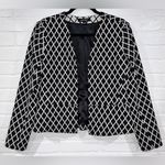 Ellen Tracy  Women’s Black & White Diamond Pattern Open Front Blazer Photo 1
