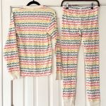 Hanna Andersson Multicolor 'Loved' Pajama Set Top Small Bottoms XS EUC Red Photo 1