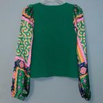 Bailey 44 Ribbed Puffy Patchwork Blouse Green Long-Sleeve Top Size Large Photo 7