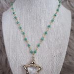 Turquoise & Gold Star Necklace Blue Photo 0