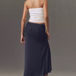 Anthropologie Maeve Dark Navy Blue Ruched Yoke Column Maxi Skirt Photo 3