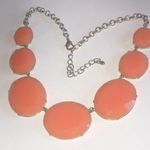 Silver Tone & Peach Chunky Retro Boho Statement Necklace Photo 2