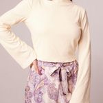 Band Of The Free New Cutout Back Bell Sleeve Mock Neck Crop Top Cream Size Small Photo 0