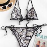 Zaful Leopard Snakeskin Print Tie String Bikini Photo 1