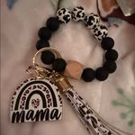 Black and White Beaded Keychain Bracelet Photo 0