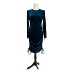 Calvin Klein  Teal Long Sleeve Velvet Side Ruched Sheath Dress Size 6 Photo 2