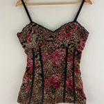No Boundaries Vintage Y2K Brown Pink Leopard Rose Corset Style Mesh Babydoll Cami Tank Top Photo 2