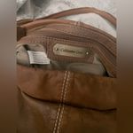 Coldwater Creek Vintage Leather Tote Satchel Purse Tan Brown Hobo Bag, Brass Hardware Photo 8