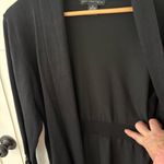 Joan Vass  Dressy Long Open Cardigan Tie Cuffs Ribbed Detail at Waist. Size XL. Photo 4