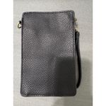 Stone Mountain Black Pebble Leather Phone Crossbody Bag Wristlet Strap Gold Logo Photo 4