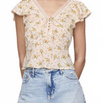 Gap Cotton Rayon Lace-Trim Floral Top NWT Yellow Floral XXL Photo 0