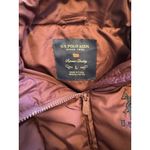 U.S. Polo Assn. Puffer Jacket Womens Size L Purple Fur Hood Quilted Winter Coat Photo 2
